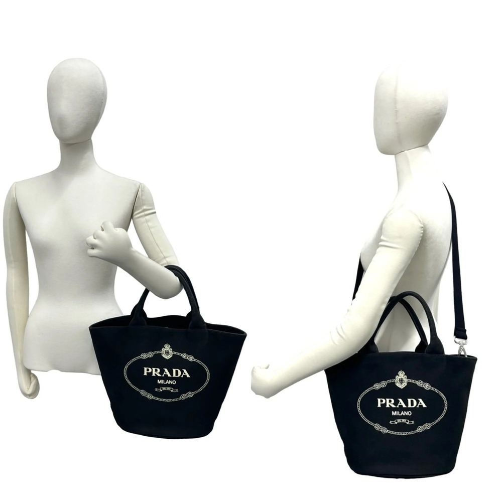 PRADA Black Canvas Shoulder Bag - Picture 2 of 10